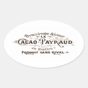 Vintage französische Typografische Schokolade Ovaler Aufkleber