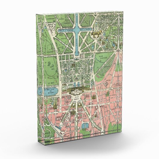 Vintage französische Versailles-Illustrationskarte Fotoblock (Links)