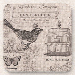 Vintage französische Vogel-Untersetzer Getränkeuntersetzer