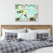 Vintage französische Vogelarten gedehnte Leinwand (Insitu (Schlafzimmer))