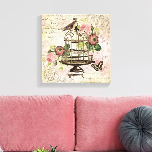 Vintage französische Vogelkäfige gedehnte Leinwand (Insitu (Wohnzimmer))