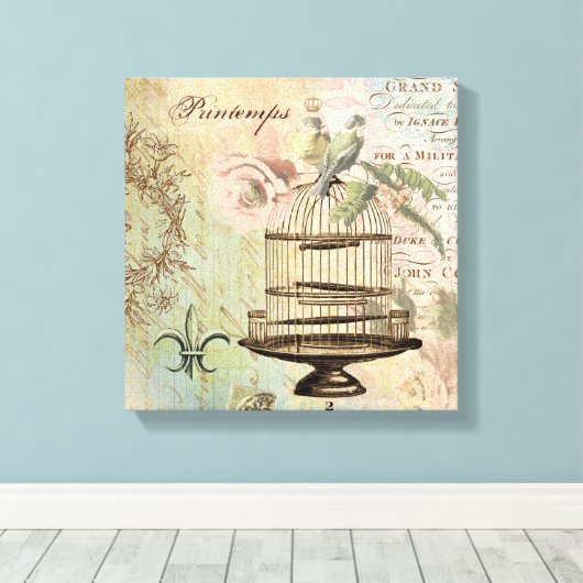 Vintage französische Vogelkäfige gedehnte Leinwand (Insitu (Holzboden))