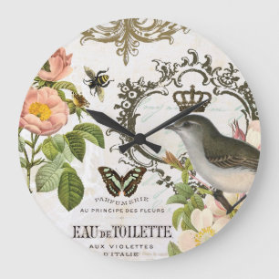 Vintage Französische Wanduhr mit Vogel und Krone