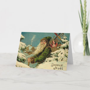 Vintage französische Weihnachtskarte Feiertagskarte