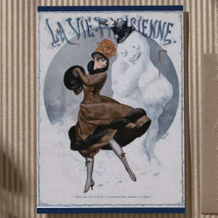 Vintage französische Weihnachtskarte Pariser Schne Feiertagskarte