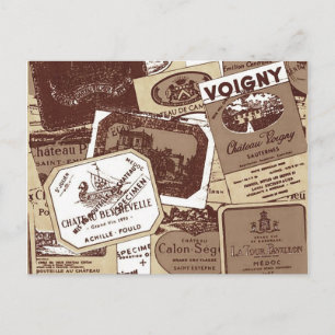 Vintage-französische Weinlabel-Tapete Postkarte