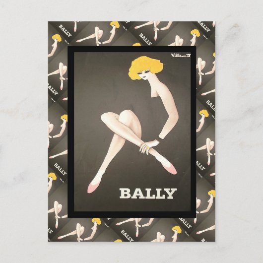 Vintage französische Werbung, Bally, Schuhe Postkarte (Vorderseite)