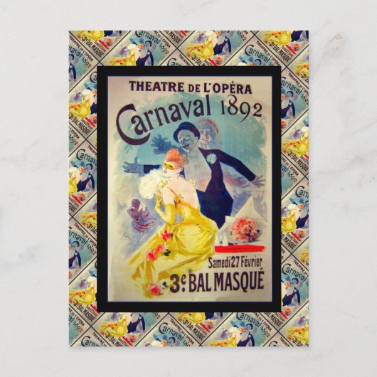 Vintage französische Werbung, Karneval 1892 Postkarte (Vorderseite)