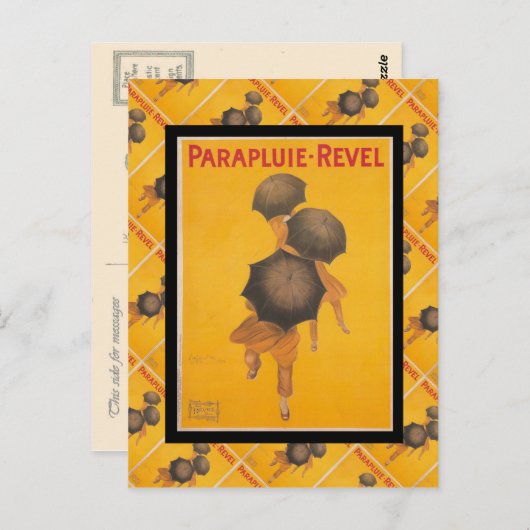 Vintage französische Werbung, Parapluie Revel Postkarte (Vorne/Hinten)