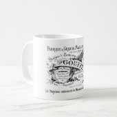 Vintage französische Werbungstypographie Kaffeetasse (Vorderseite Links)