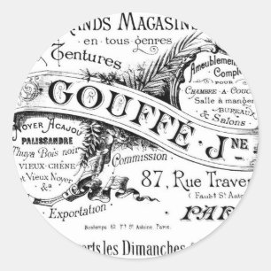 Vintage französische Werbungstypographie Runder Aufkleber