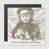 Vintage französische Winter Girl Foto Weihnachtsna Magnetkarte (Vorne/Hinten)