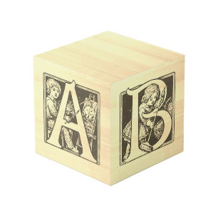 Vintage französischer Alphabet "ABC" Holzblock Würfel