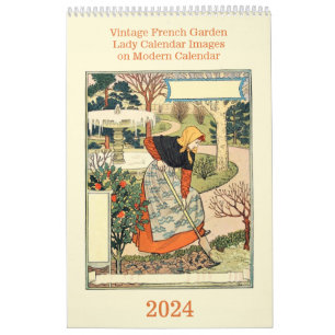 Vintage Französischer Garten Lady Modern Kalender