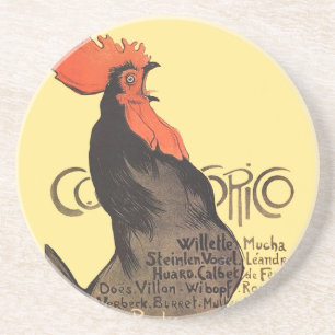 Vintage Französischer Hahn Art Nouveau Steinlen Getränkeuntersetzer