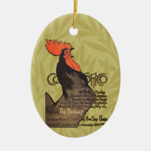 Vintage Französischer Hahn Art Nouveau Steinlen Keramik Ornament