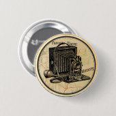 Vintage französischer Kamera-Party-Button-Pin Button (Vorne & Hinten)