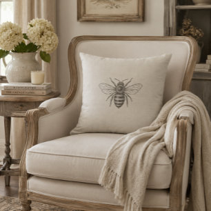 Vintage Französischer Landhausstil Biene Neutral R Kissen
