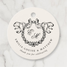 Vintage französischer Monogramm-Kranz elegante Hoc Geschenkanhänger