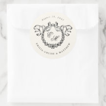Vintage französischer Monogramm-Kranz Elegante Hoc