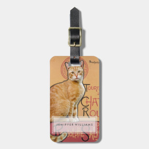    Vintage Französischer Poster-Stil Orange Katze  Gepäckanhänger