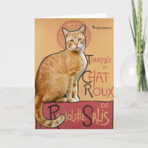    Vintage Französischer Poster-Stil Orange Katze  Karte