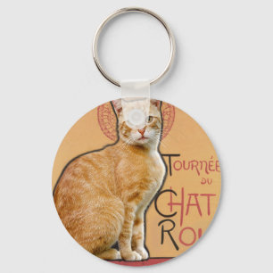 Vintage französischer Poster-Stil Orange Katze Schlüsselanhänger