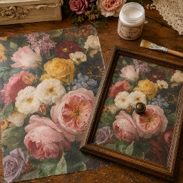 Vintage französischer romantischer Blumenstrauß-De Seidenpapier