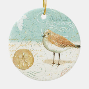 Vintage Französischer Sandstrandläufer Keramikornament