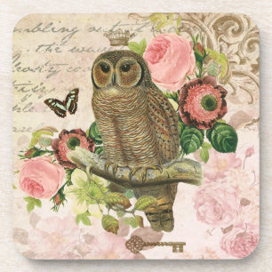 Vintage französischer shabby chic Eulenuntersetzer Untersetzer