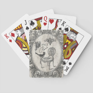 Vintage französischer Stuhl Kartenspiel Spielkarten