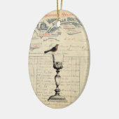 Vintage französischer Wein-Themed Verzierung Keramikornament (Links)