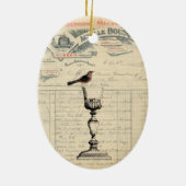 Vintage französischer Wein-Themed Verzierung Keramikornament (Hinten)