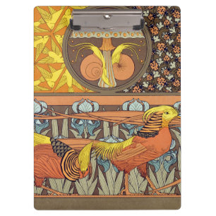 Vintage Französisches Art Nouveau Natur Vogel Must Klemmbrett