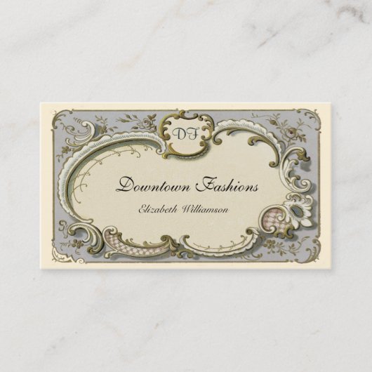 Vintage französisches Blau-Rolle Visitenkarte (Vorderseite)