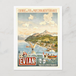Vintage französisches Evian-Reiseposter Postkarte