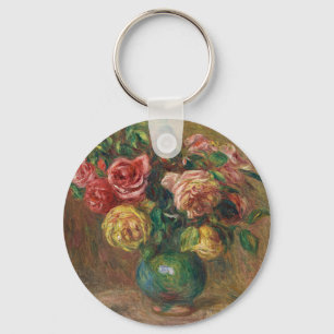 Vintage-französisches florales Ölgemälde von Renoi Schlüsselanhänger