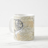 Vintage französisches Horn-Musik-Tasse Kaffeetasse (Vorderseite Links)