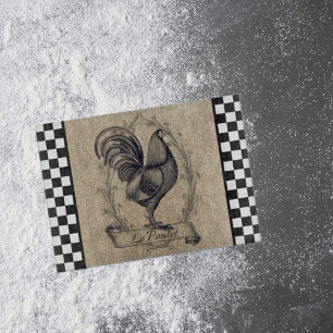 Vintage französisches Huhn auf Schachbrettmuster Schneidebrett