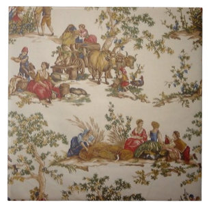 Vintage-Französisches-Land-Toile-Druck-Kachel Fliese