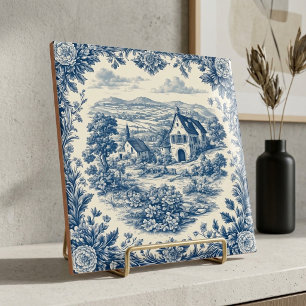 Vintage Französisches Landhaus Blau Toile de Jouy Fliese