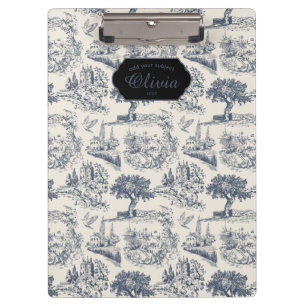 Vintage Französisches Landhaus "Blau Toile de Jouy Klemmbrett