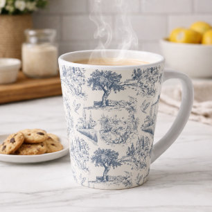 Vintage Französisches Landhaus "Blau Toile de Jouy Milchtasse