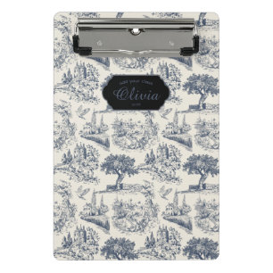 Vintage Französisches Landhaus "Blau Toile de Jouy Mini Klemmbrett