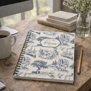 Vintage Französisches Landhaus "Blau Toile de Jouy Notizblock
