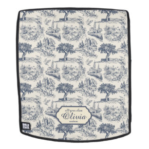 Vintage Französisches Landhaus "Blau Toile de Jouy Rucksack