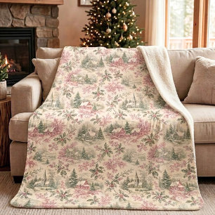 Vintage Französisches Landhaus Winter Toile Roter  Sherpadecke