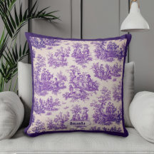 Vintage französisches lila Blumen-Toile-Monogramm