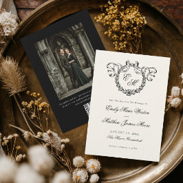 Vintage französisches Monogramm QR-Code elegante H Save The Date