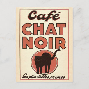 Vintage französisches Plakat "Café chat noir" Postkarte